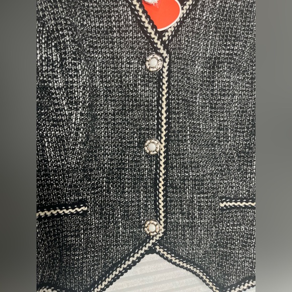 CIDER Tweed V Neck Crop Vest Black White Women’s 2XL Academia Preppy - Picture 8 of 10